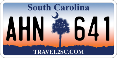 SC license plate AHN641