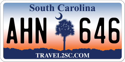 SC license plate AHN646