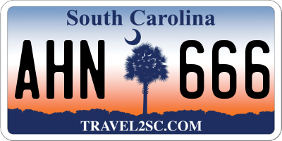 SC license plate AHN666