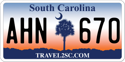 SC license plate AHN670