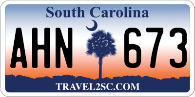 SC license plate AHN673
