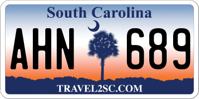 SC license plate AHN689