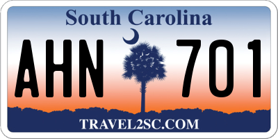 SC license plate AHN701