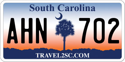 SC license plate AHN702