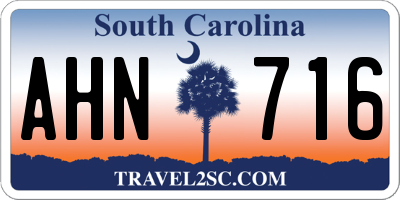 SC license plate AHN716