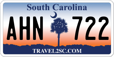 SC license plate AHN722
