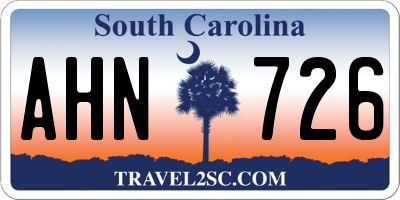 SC license plate AHN726