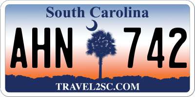 SC license plate AHN742