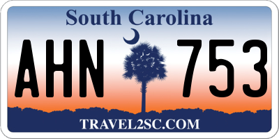 SC license plate AHN753