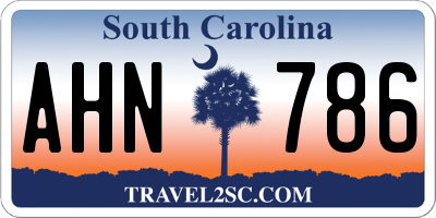 SC license plate AHN786