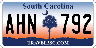 SC license plate AHN792