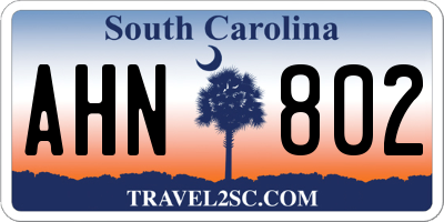 SC license plate AHN802