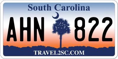 SC license plate AHN822