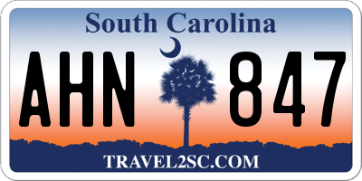 SC license plate AHN847