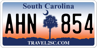 SC license plate AHN854