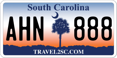 SC license plate AHN888