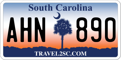 SC license plate AHN890