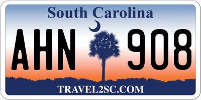 SC license plate AHN908