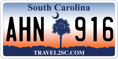SC license plate AHN916