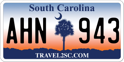 SC license plate AHN943