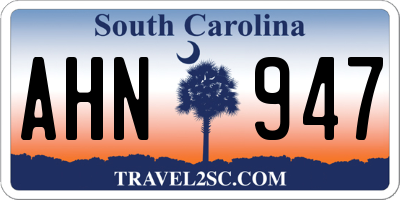 SC license plate AHN947