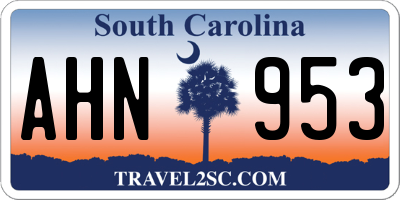 SC license plate AHN953