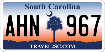 SC license plate AHN967