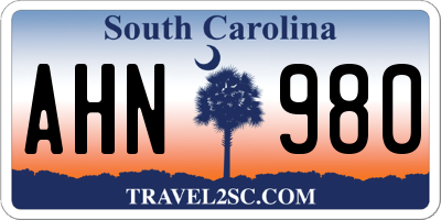 SC license plate AHN980
