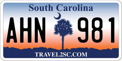 SC license plate AHN981