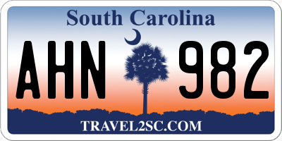 SC license plate AHN982