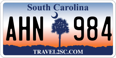 SC license plate AHN984
