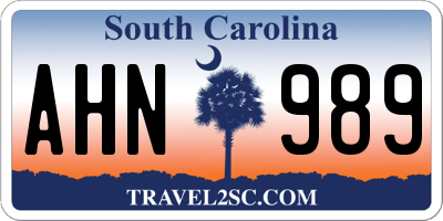 SC license plate AHN989