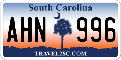 SC license plate AHN996