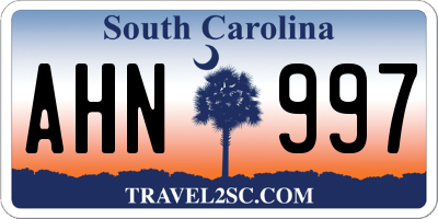 SC license plate AHN997