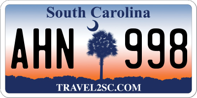 SC license plate AHN998