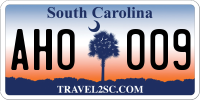 SC license plate AHO009