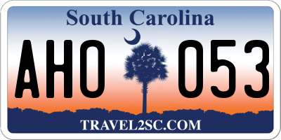 SC license plate AHO053