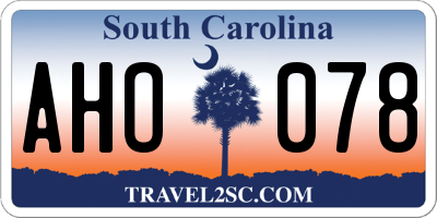 SC license plate AHO078