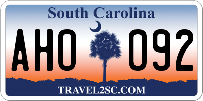 SC license plate AHO092