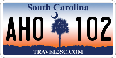 SC license plate AHO102