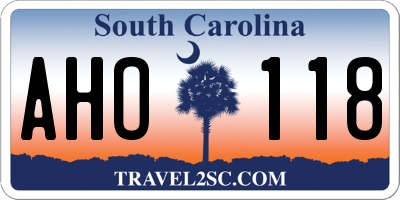 SC license plate AHO118