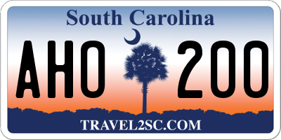 SC license plate AHO200