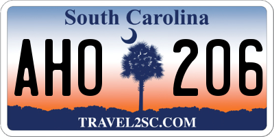SC license plate AHO206