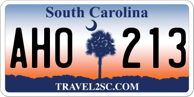 SC license plate AHO213