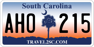 SC license plate AHO215