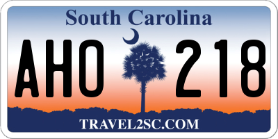 SC license plate AHO218