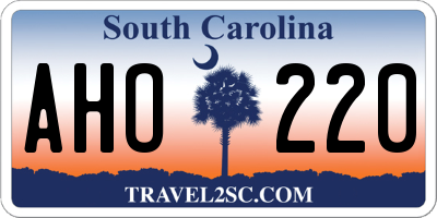 SC license plate AHO220
