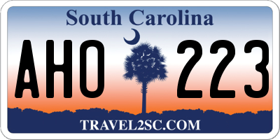 SC license plate AHO223