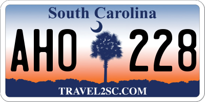 SC license plate AHO228