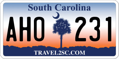 SC license plate AHO231
